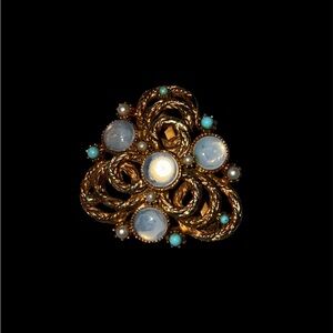 Vintage Gold and Blue Women's Brooch